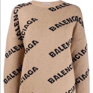 Khaki/Brown Balenciaga Logo Sweater